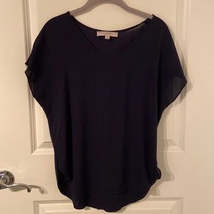 Loft Navy Blue V-Neck Top Size Small